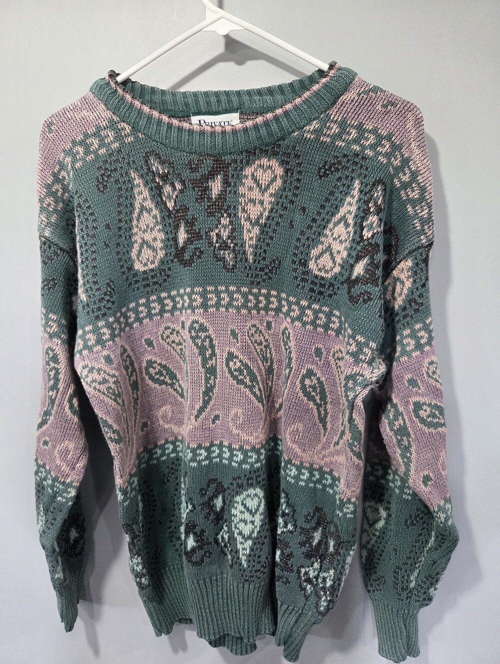 Vintage 90s paisley pattern womens large crewneck sweater